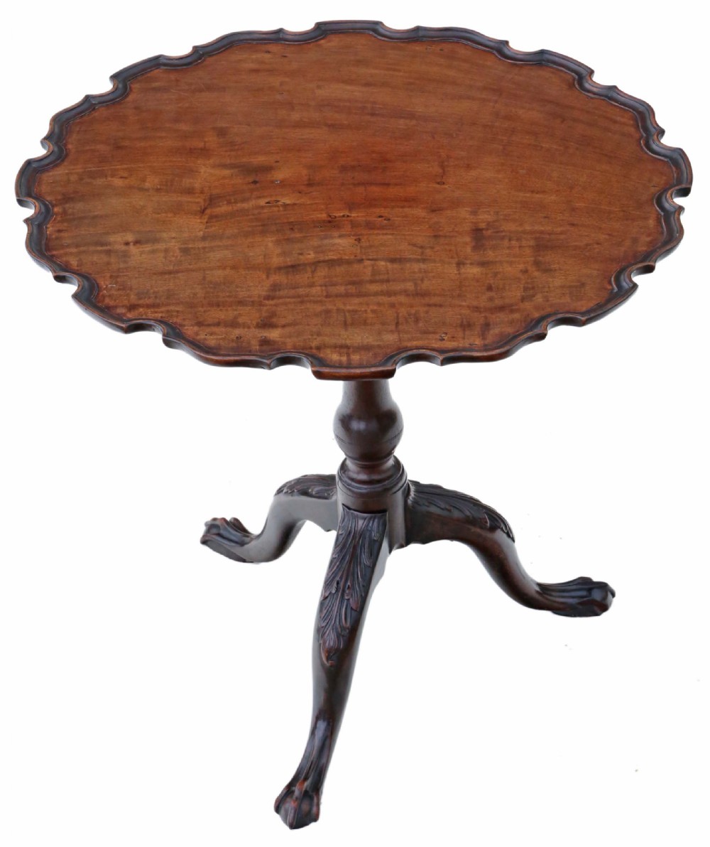 19th Century mahogany bird cage tilt top piecrust supper wine table