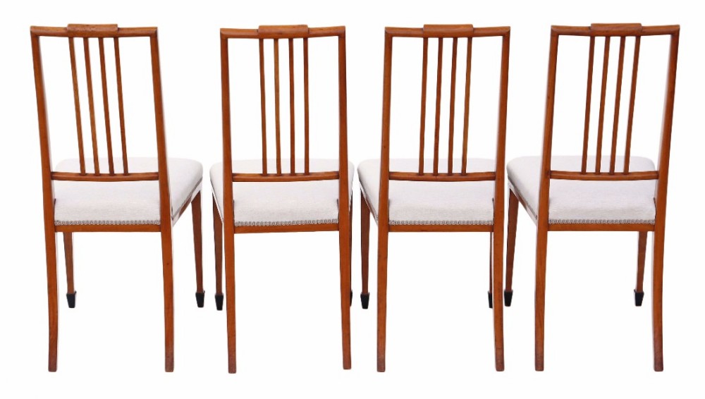Set of 4 Edwardian inlaid satinwood dining chairs