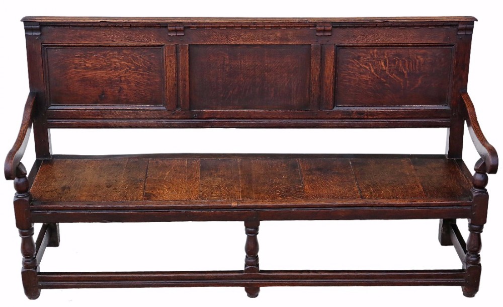 Georgian Gothic oak settle hall seat bench