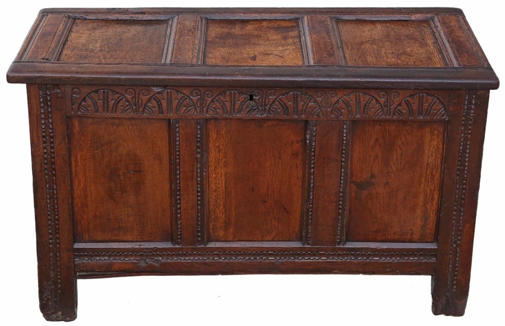 Georgian carved oak mule chest coffer blanket box coffee table