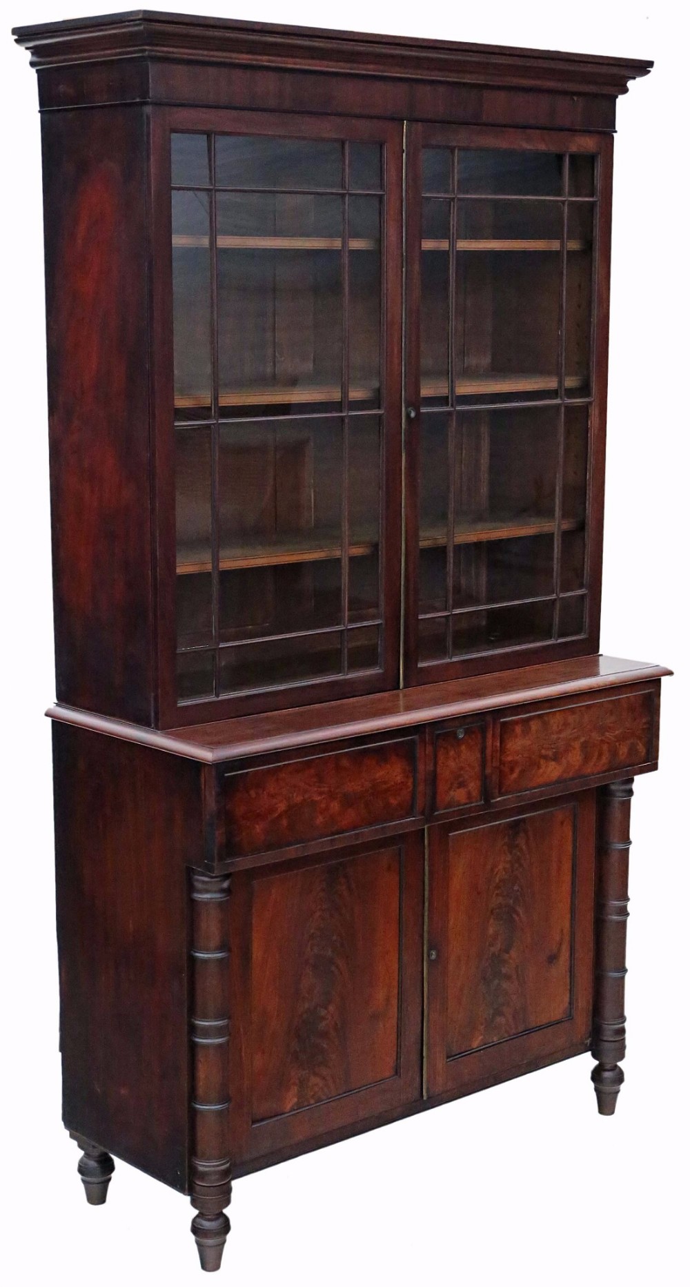 Georgian mahogany secretaire bookcase desk writing