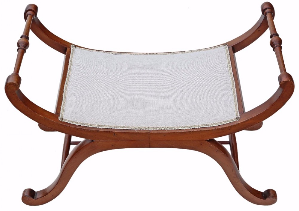 C1850 mahogany x-frame stool seat foot