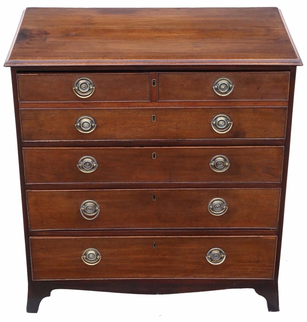Georgian elm secretaire desk writing chest of drawers