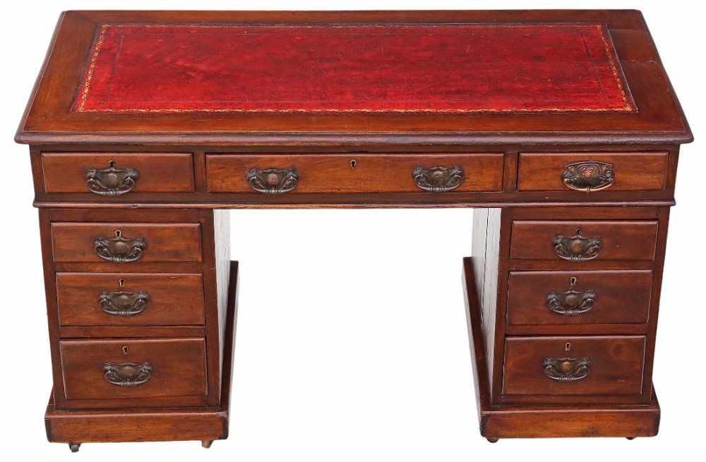 Walnut twin pedestal desk or writing table
