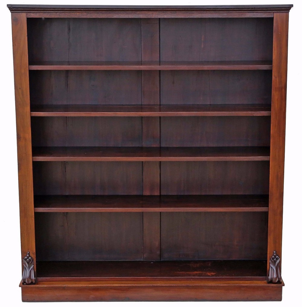Victorian mahogany open bookcase display shelves
