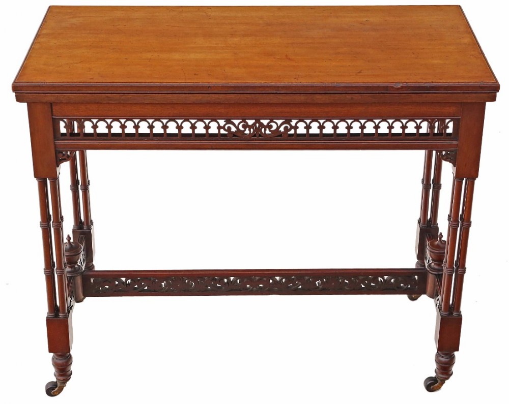 Victorian mahogany folding card tea console table
