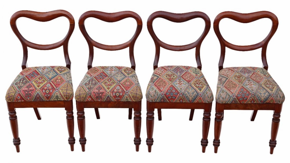 Set of 4 mahogany Victorian dining chairs balloon back
