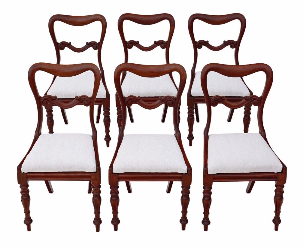Set of 6 Victorian mahogany balloon back dining chairs