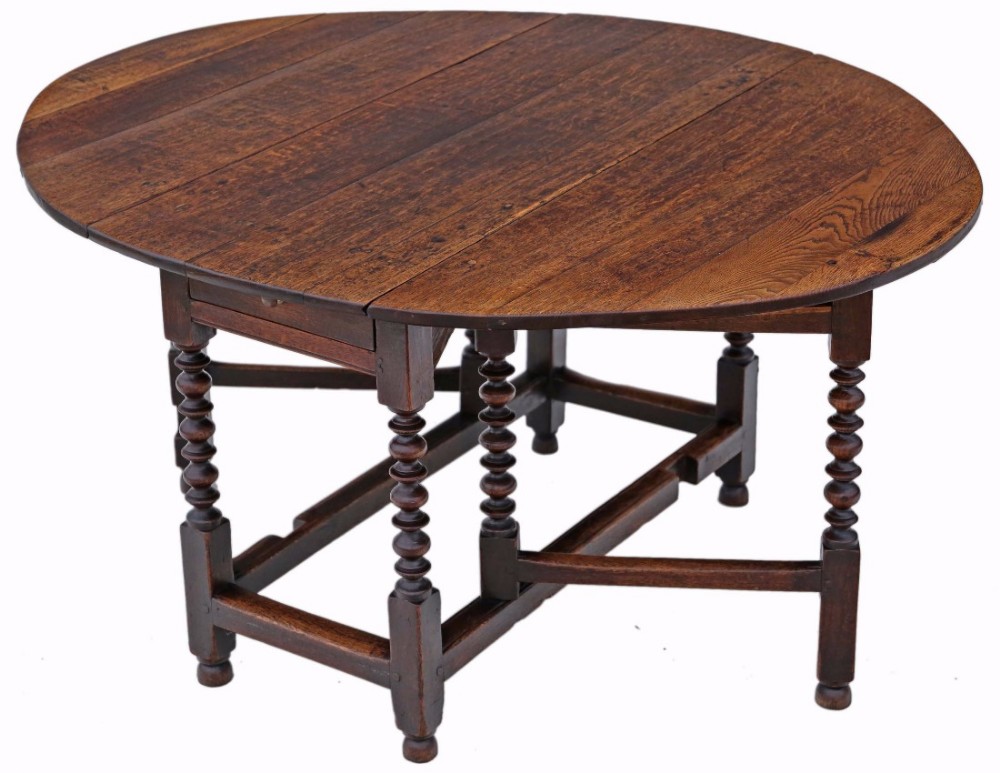 Georgian oak gateleg drop leaf dining table 5' x 4'