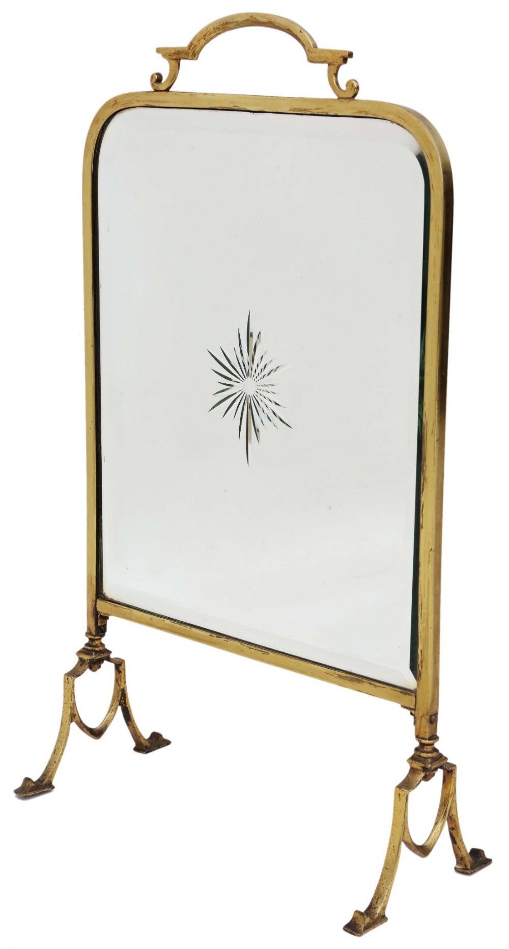 Victorian ormolu brass cut glass fire screen
