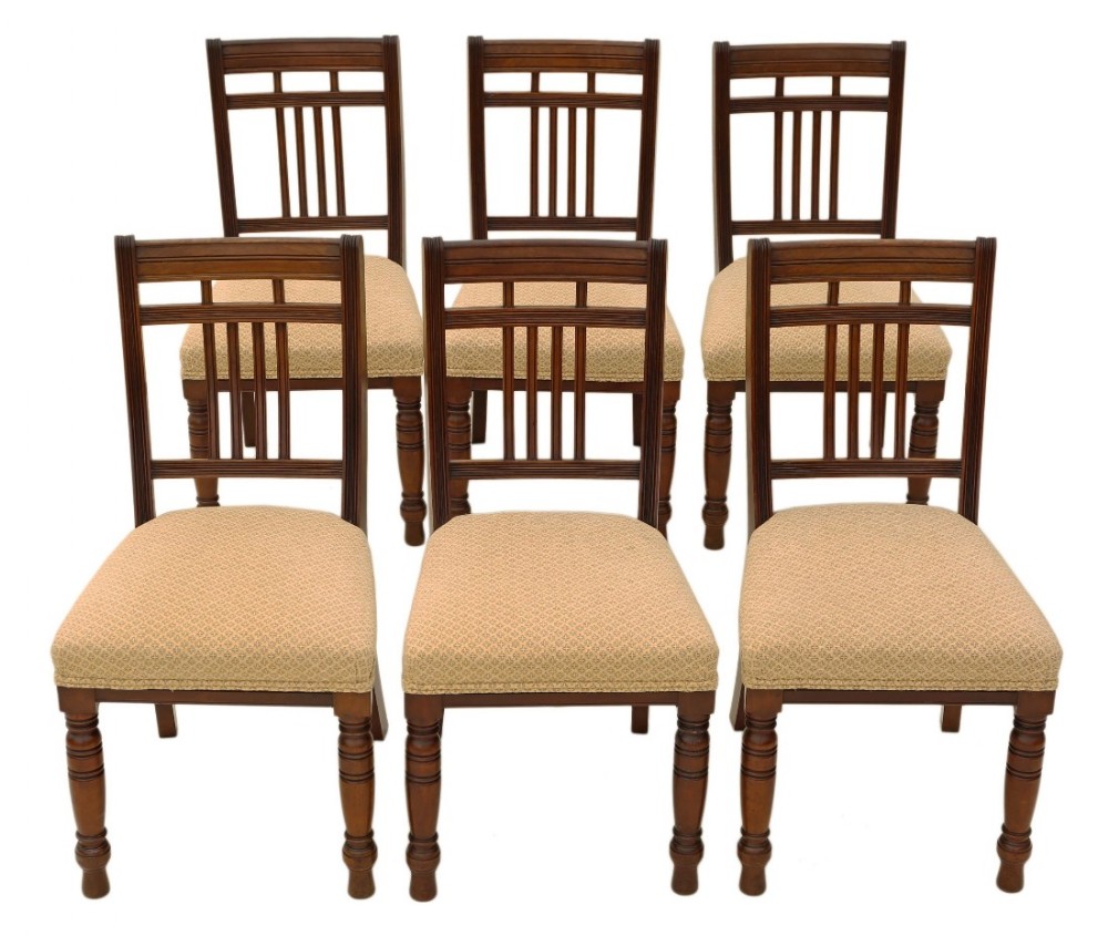 Set of 6 Victorian C1900 walnut dining chairs