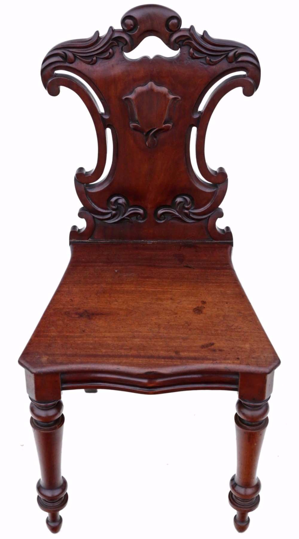 Victorian C1850-70 carved mahogany hall chair