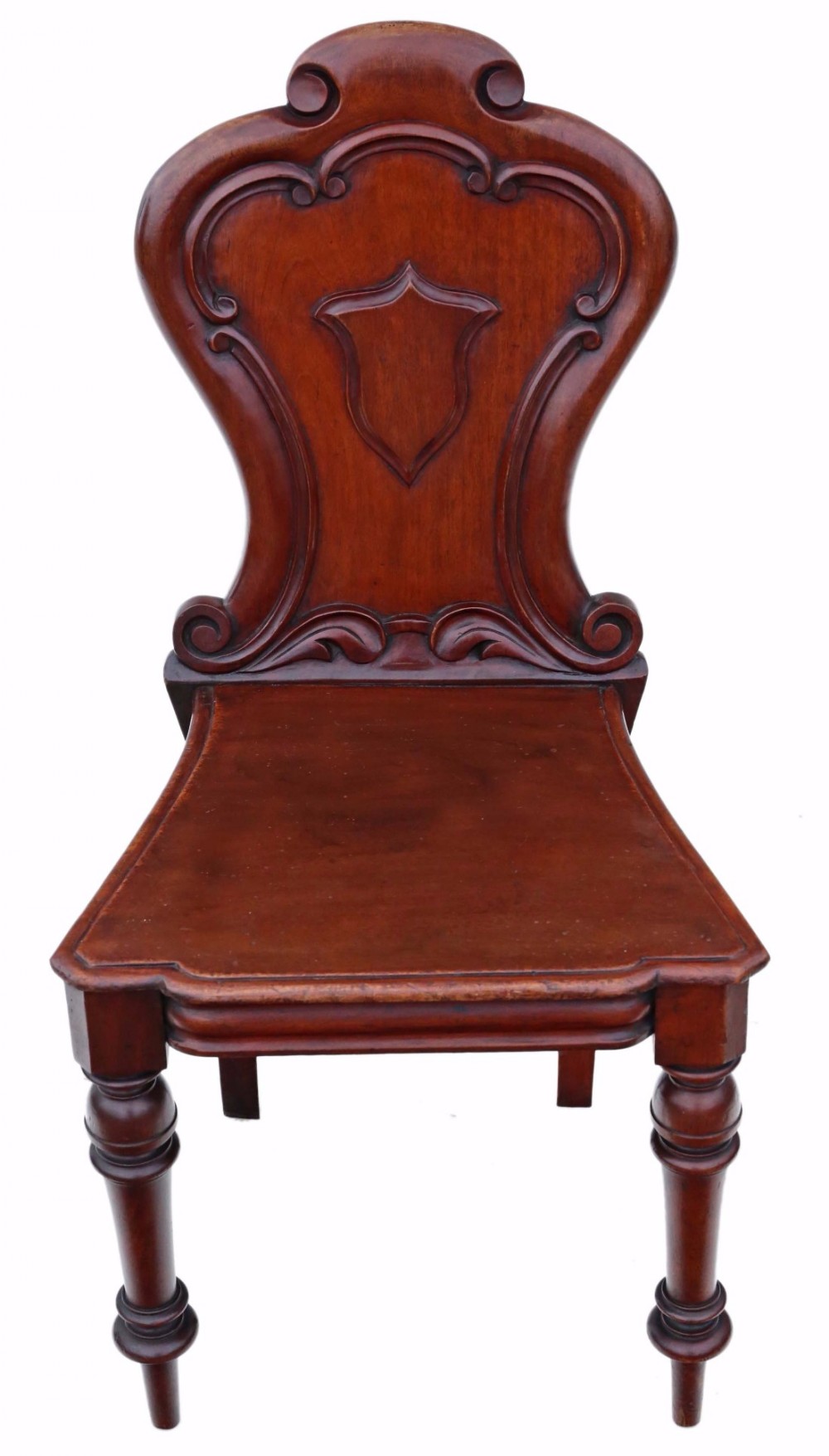 Victorian C1870 carved mahogany hall chair