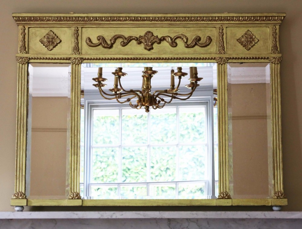 Edwardian 3 panel wall mirror overmantle
