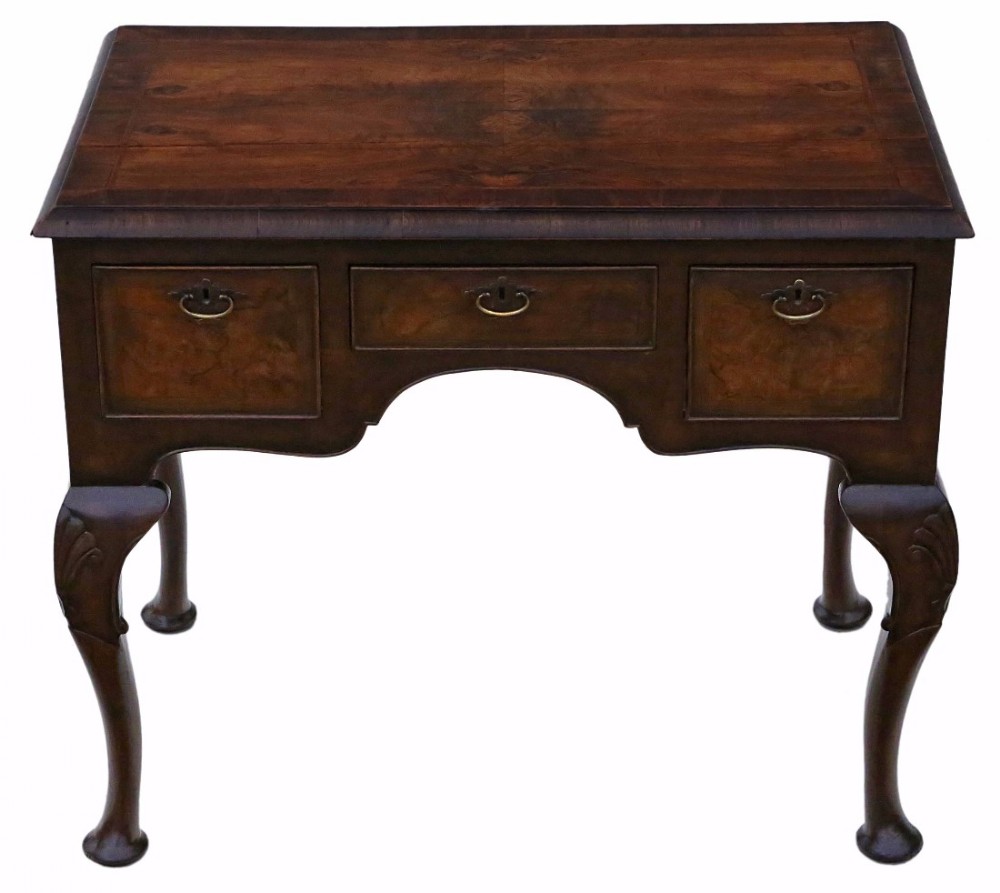 Burr walnut Georgian lowboy table desk writing side lamp