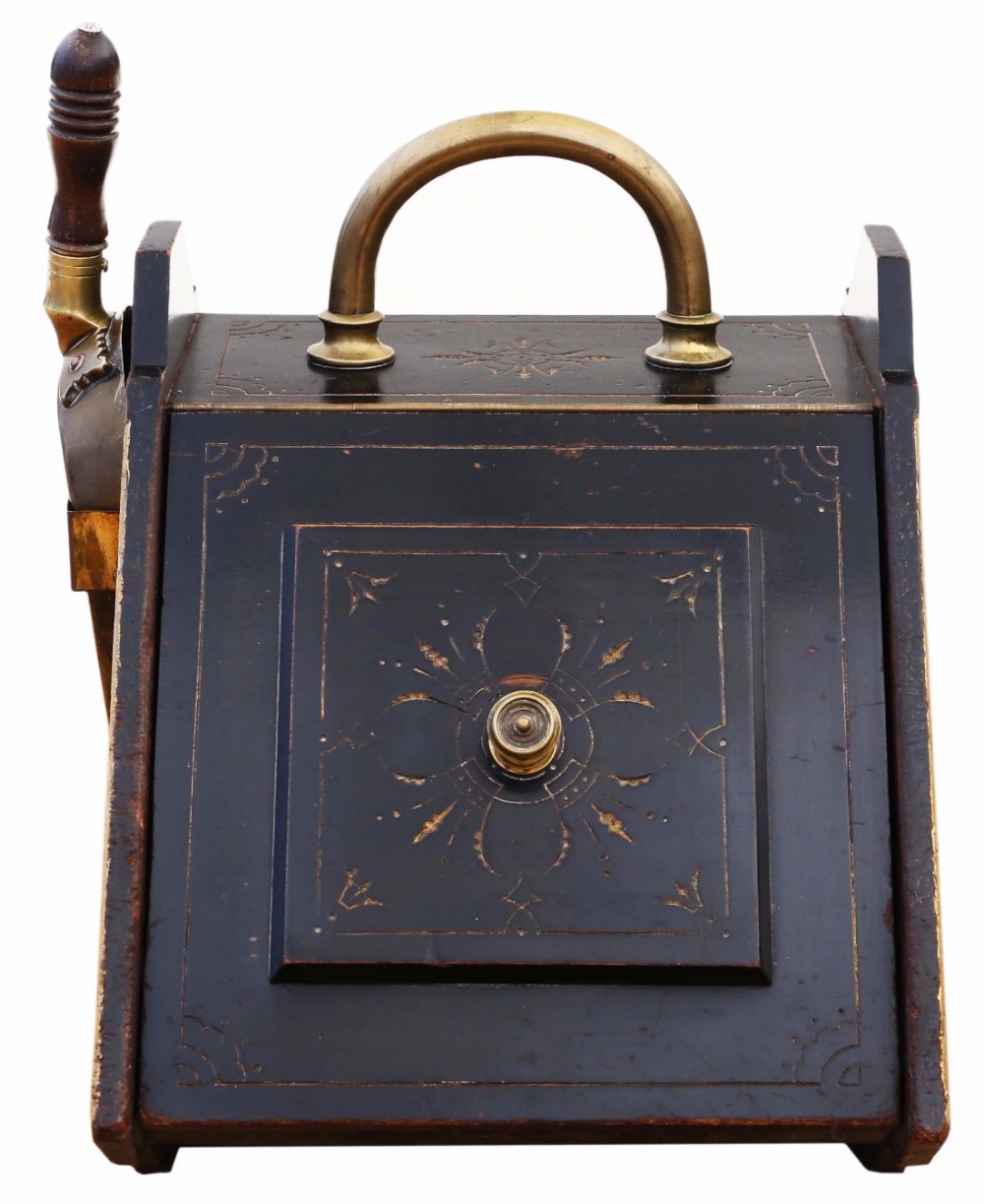 Victorian Aesthetic ebonised brass coal scuttle box purdonium