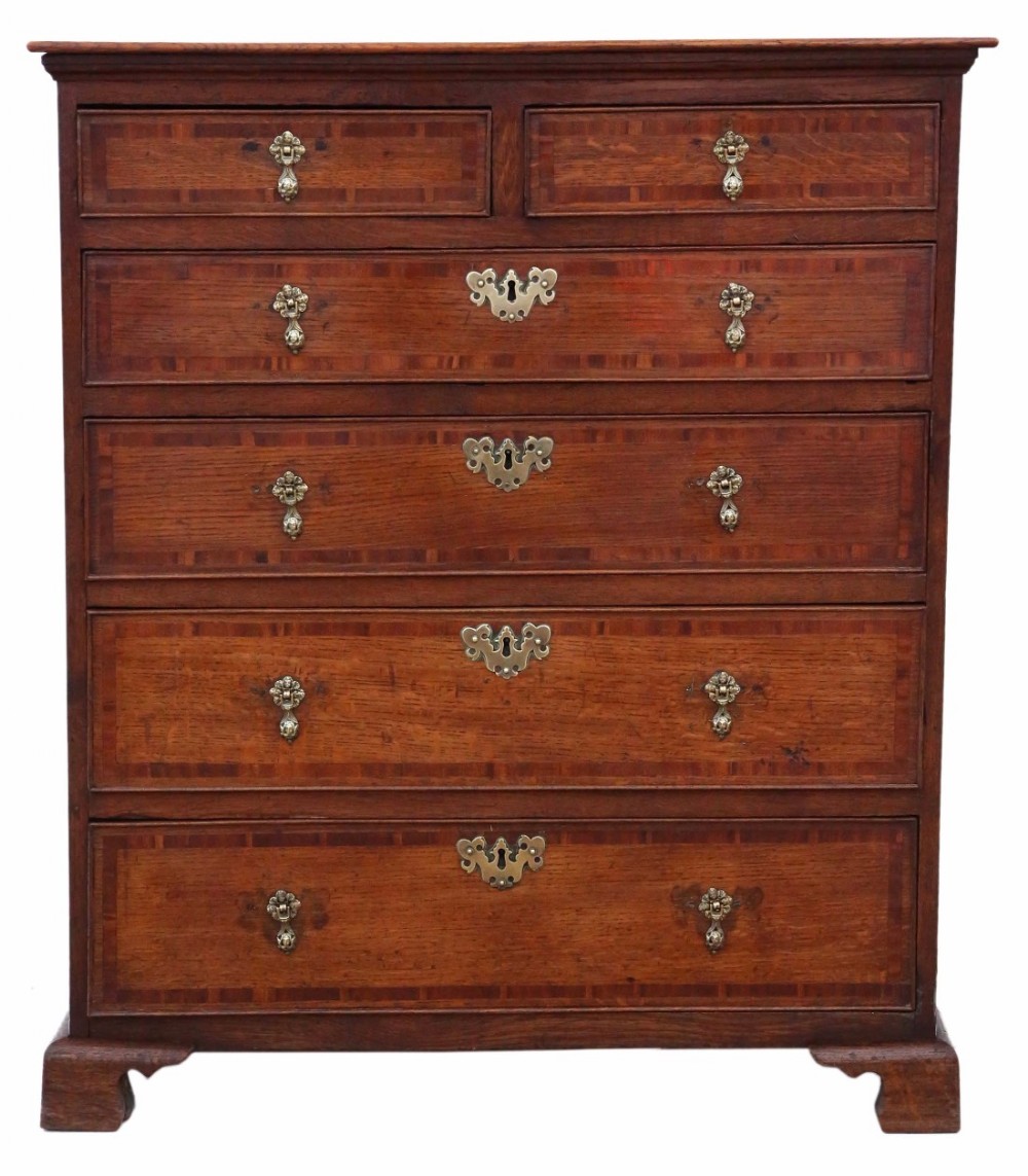 Georgian oak with mahogany crossbanding chest of drawers