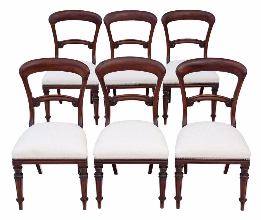 Set of 6 Victorian mahogany balloon dining chairs
