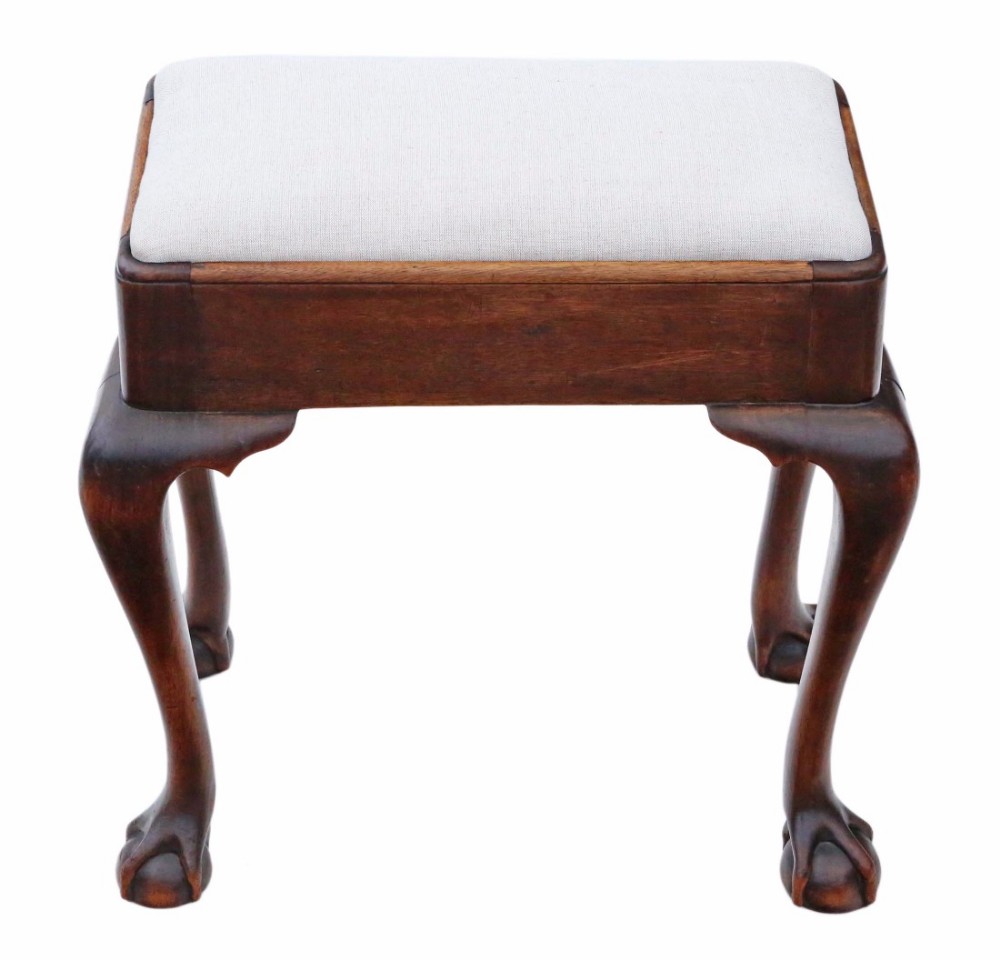 Victorian mahogany seat stool ball and claw