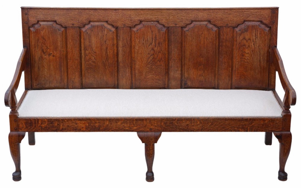 Georgian Gothic oak settle bench