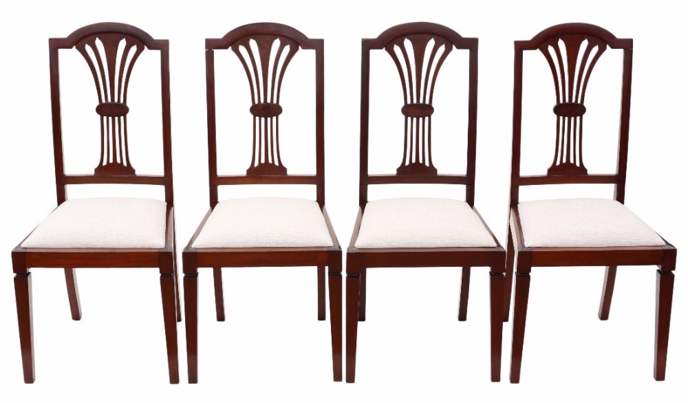 Set of 4 Edwardian mahogany high back dining chairs