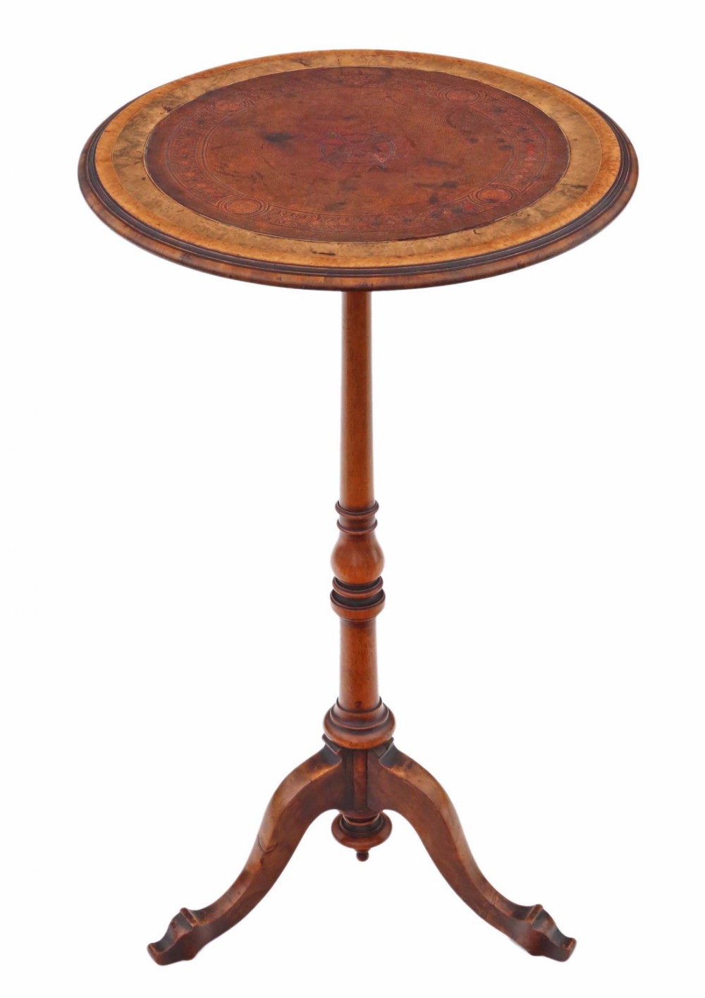 19th Century walnut and leather wine table