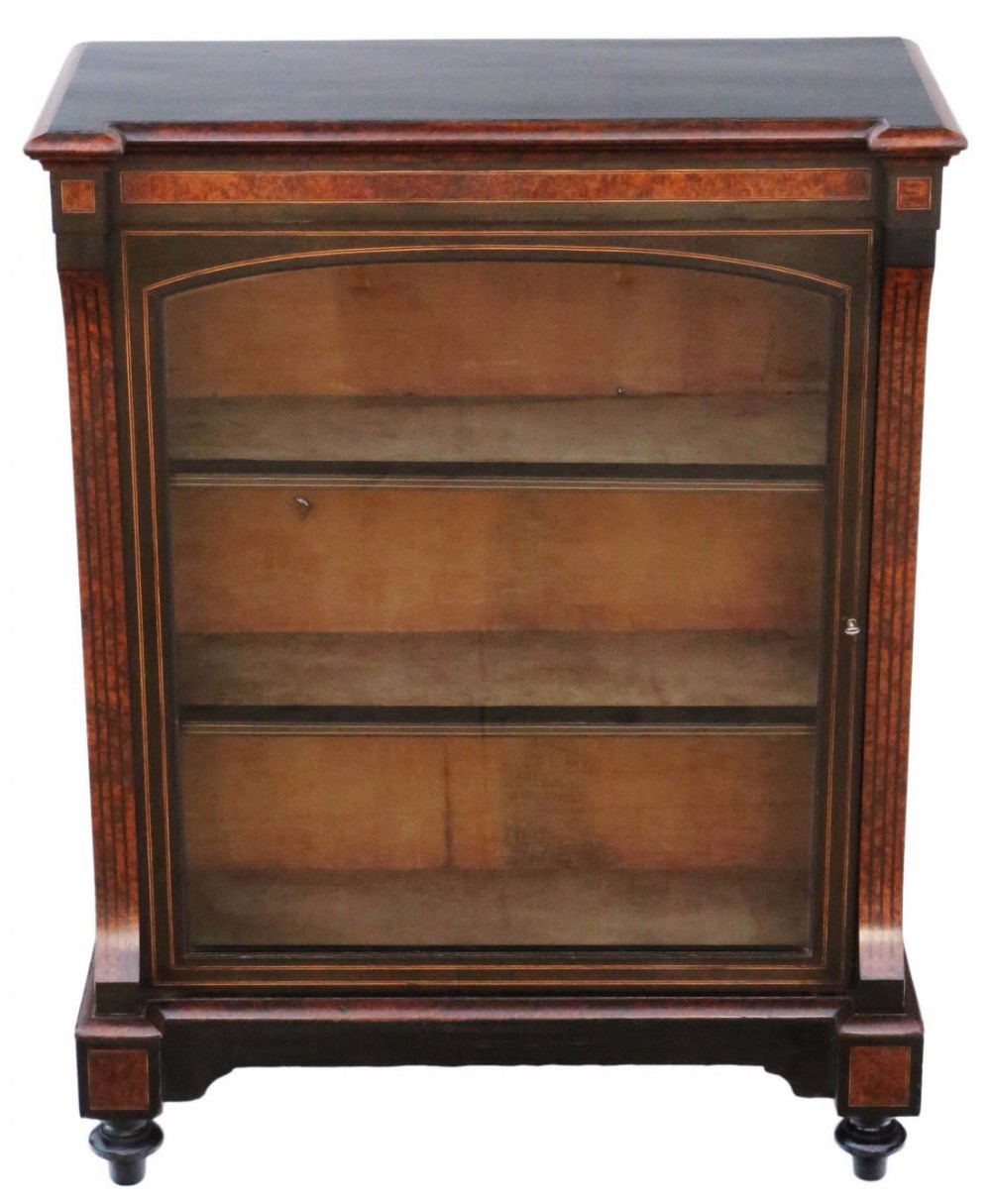 Amboyna and ebonised pier display cabinet