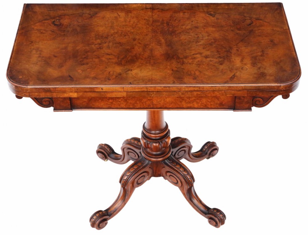 Victorian C1860 burr walnut folding card table