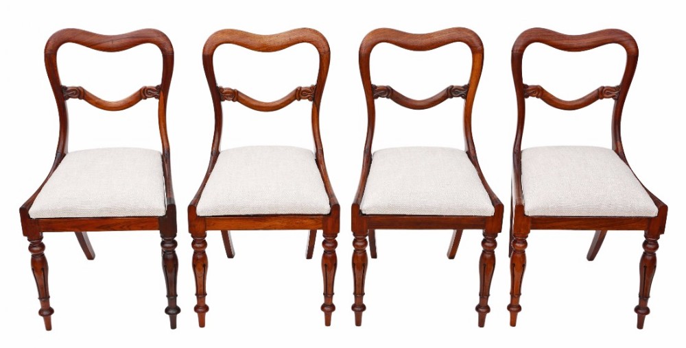 Set of 4 William IV rosewood balloon back dining chairs