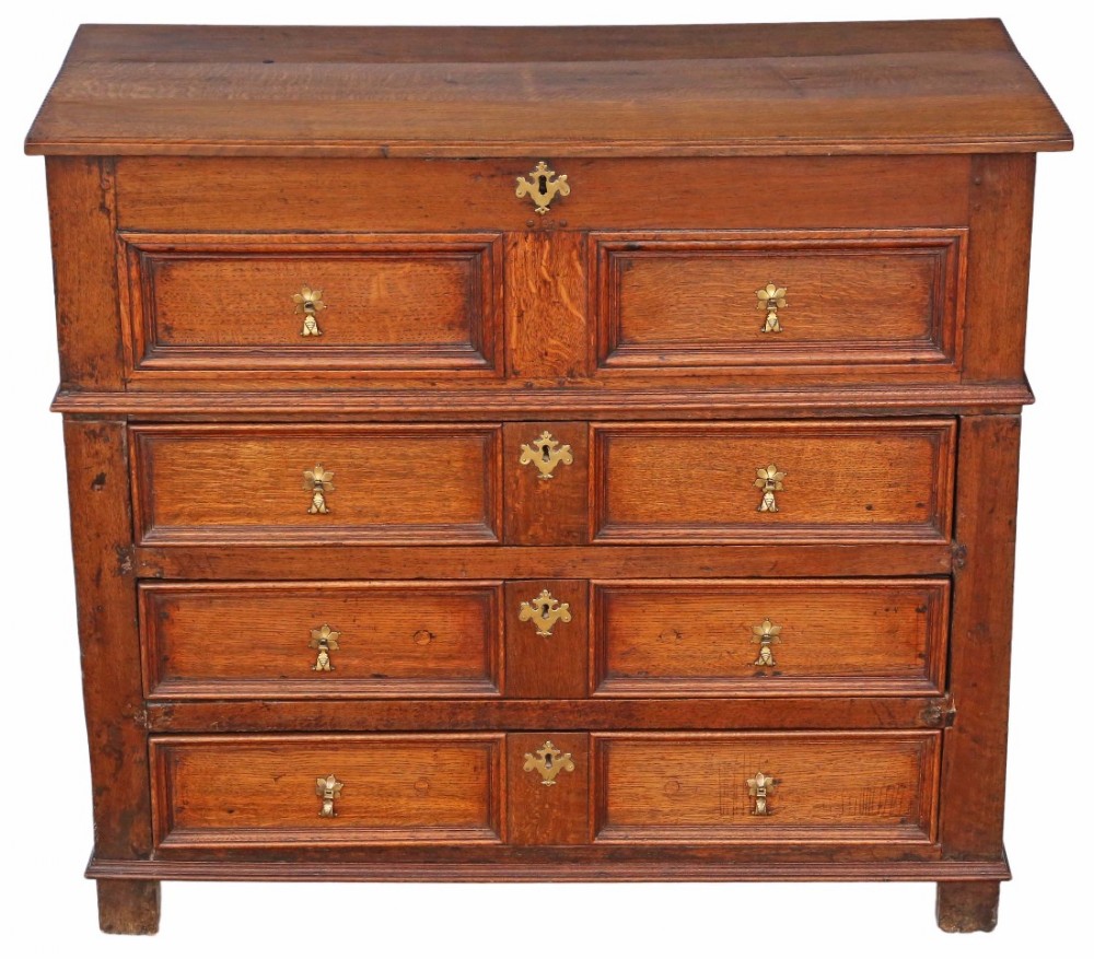 Georgian oak coffer and chest of drawers