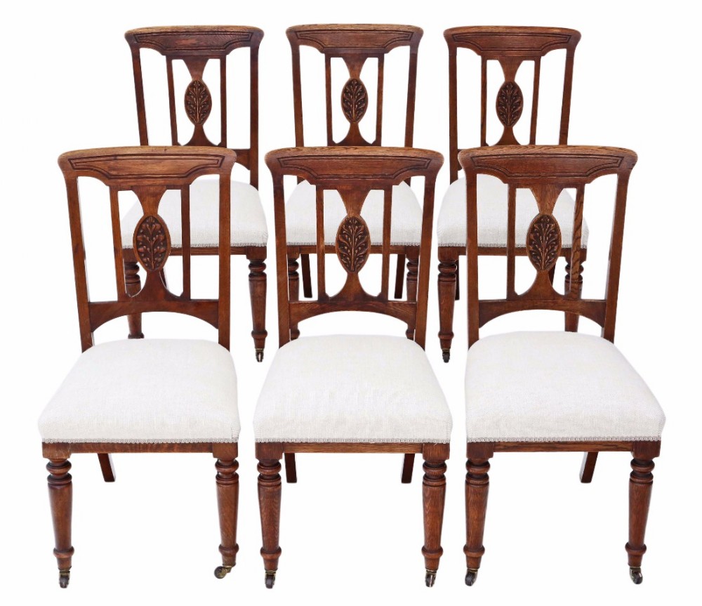 Set of 6 oak Art Nouveau dining chairs