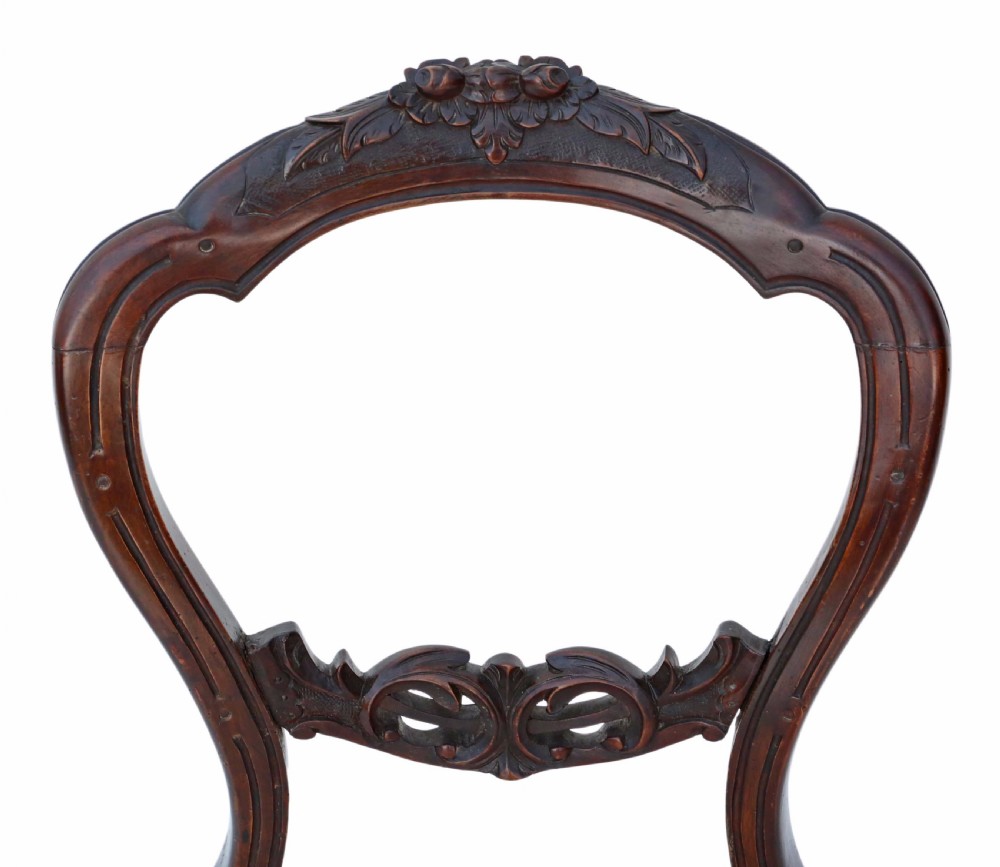 Set of 4 walnut Victorian balloon back dining chairs View VII