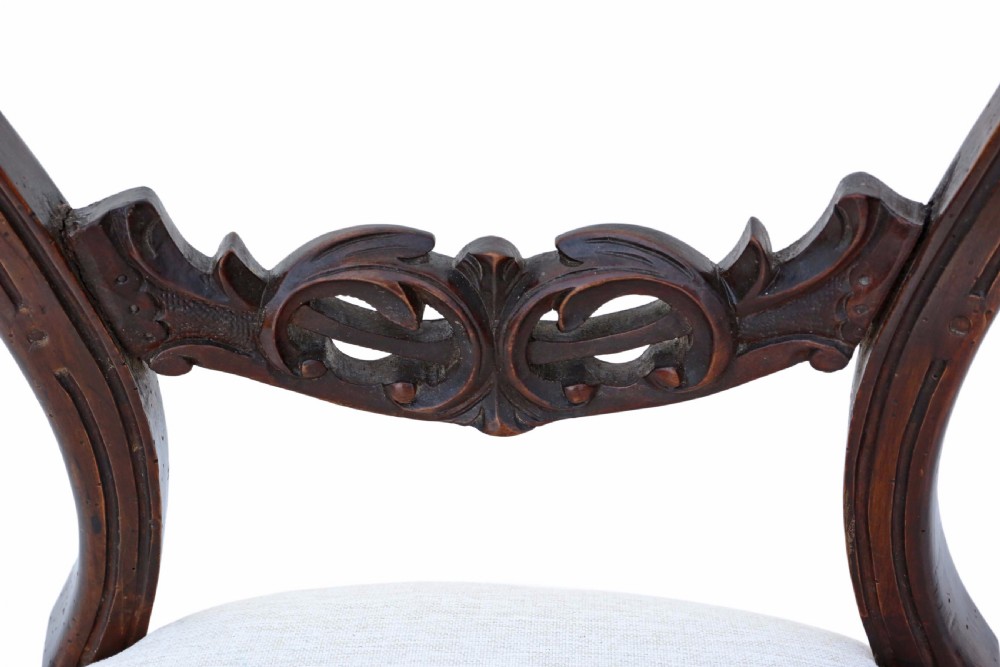 Set of 4 walnut Victorian balloon back dining chairs View IX