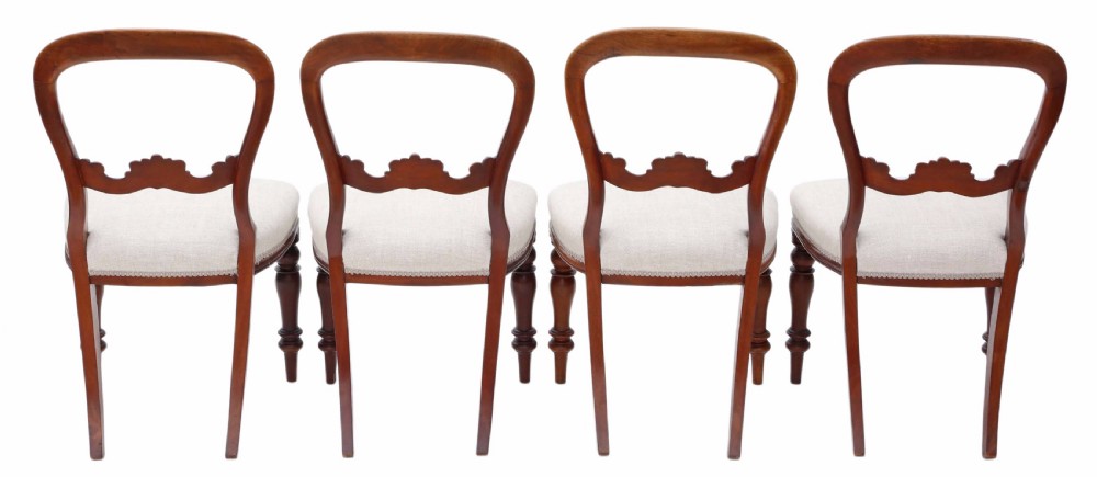 Set of 4 mahogany Victorian balloon back dining chairs View IV