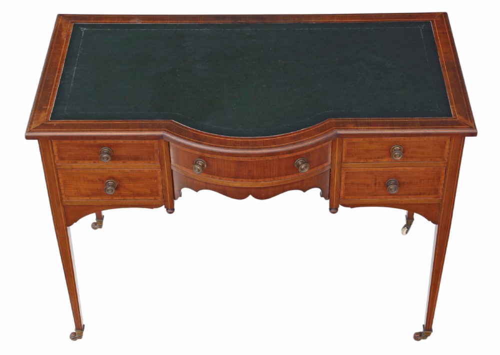 Victorian inlaid mahogany desk or writing table View II