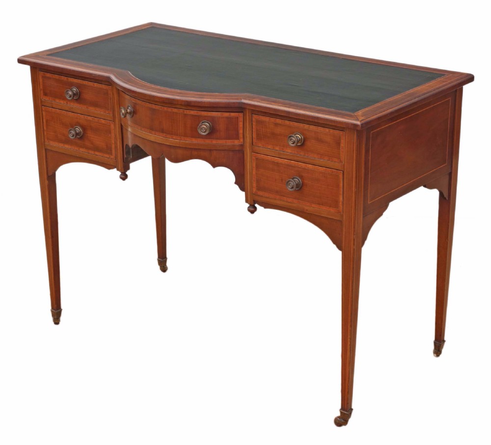 Victorian inlaid mahogany desk or writing table View VIII