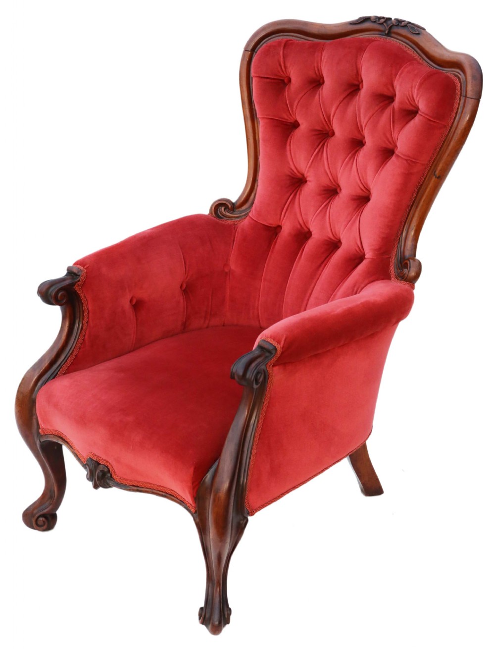 Victorian mahogany slipper spoon back armchair