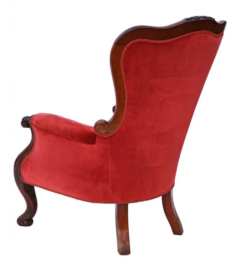 Victorian mahogany slipper spoon back armchair View III