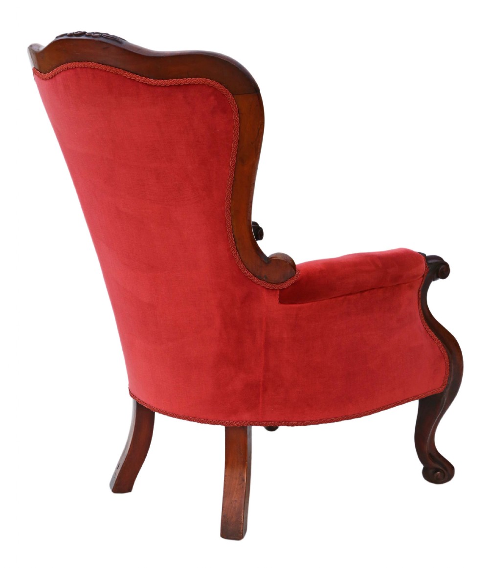Victorian mahogany slipper spoon back armchair View IV