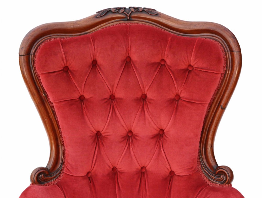 Victorian mahogany slipper spoon back armchair View VI