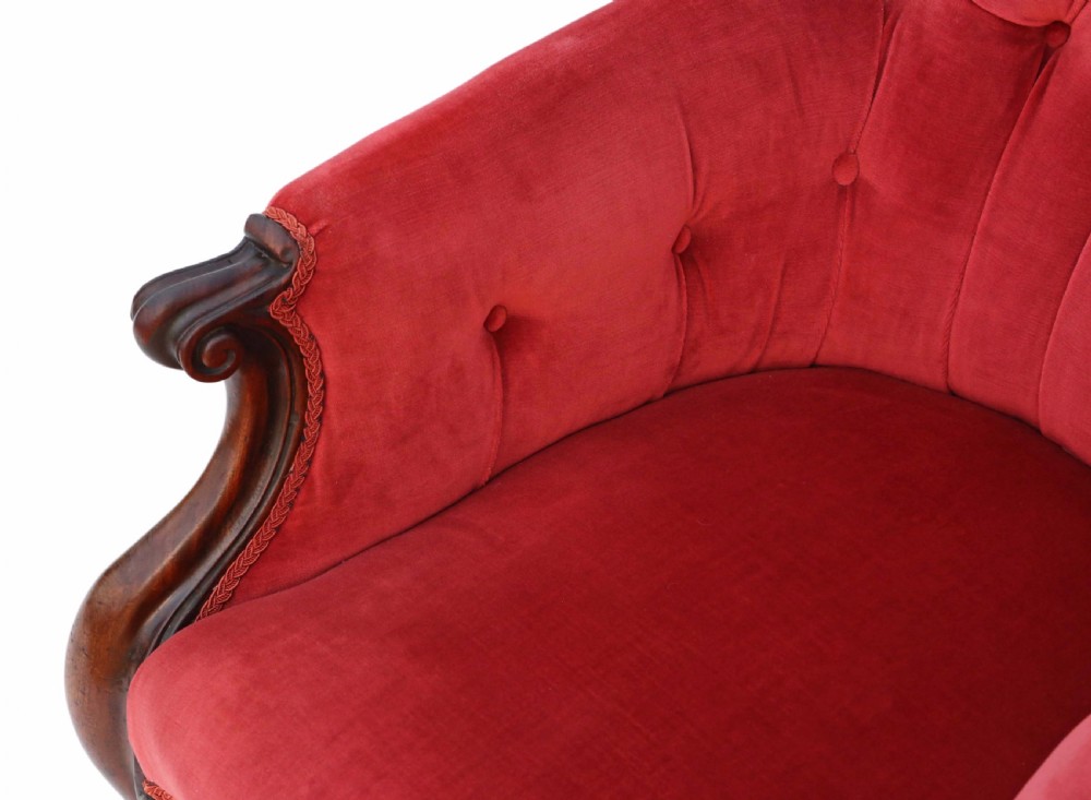 Victorian mahogany slipper spoon back armchair View VIII