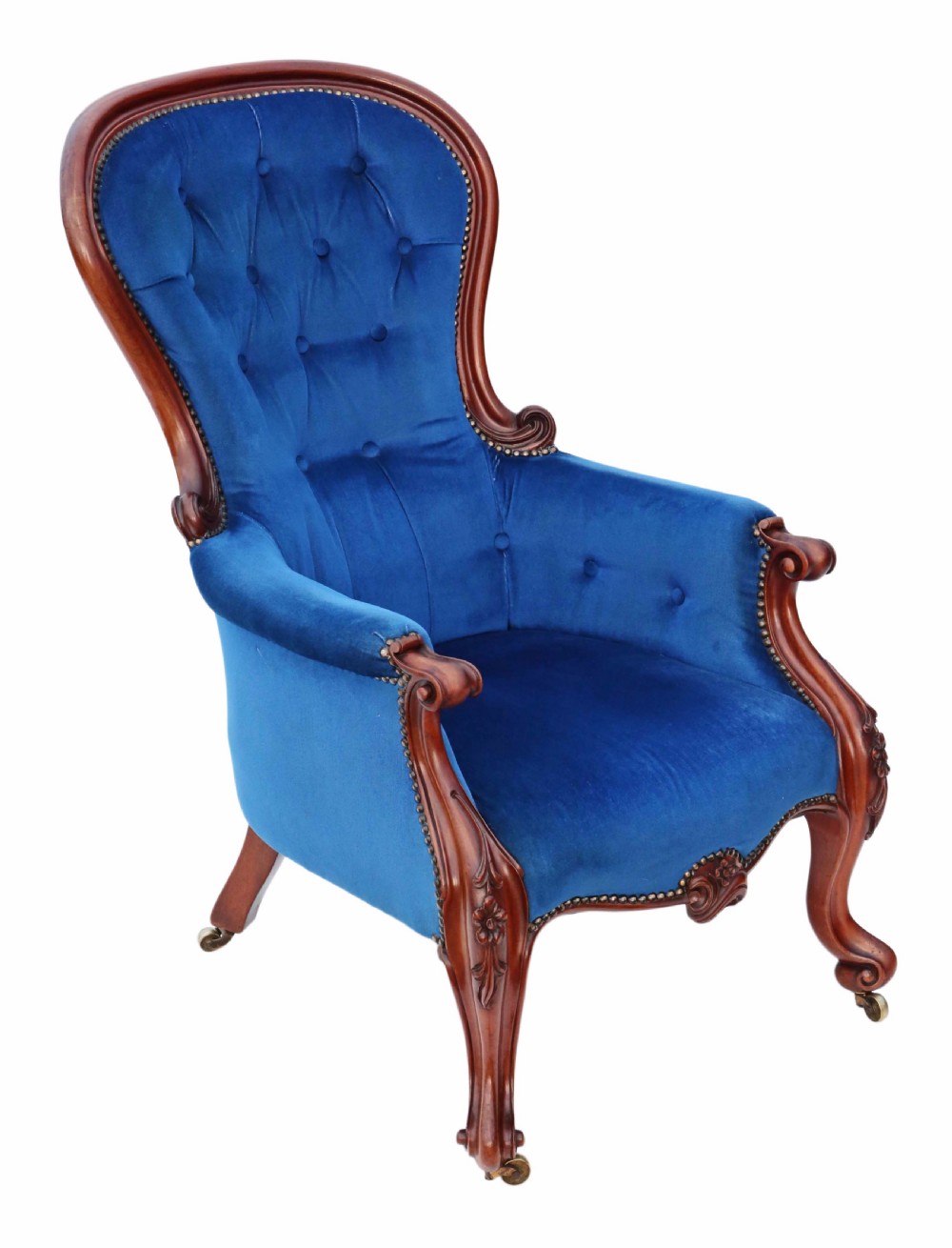 Victorian mahogany spoon back armchair slipper View III