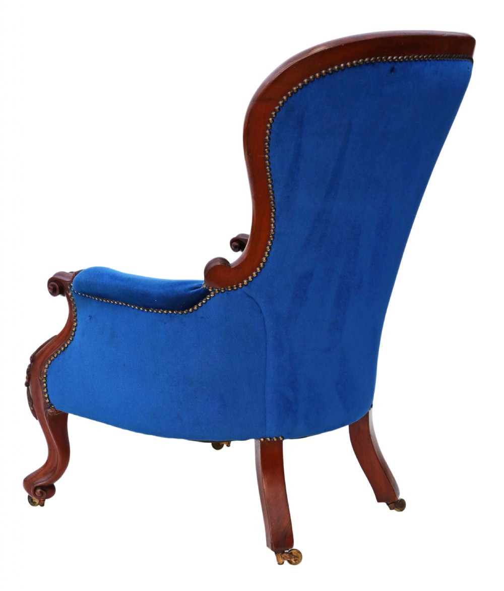 Victorian mahogany spoon back armchair slipper View IV