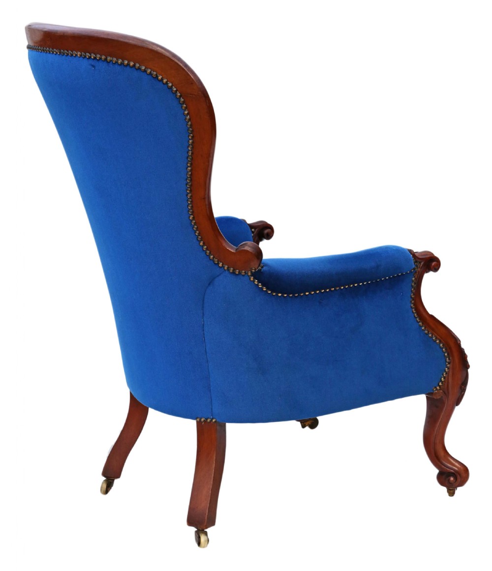 Victorian mahogany spoon back armchair slipper View V