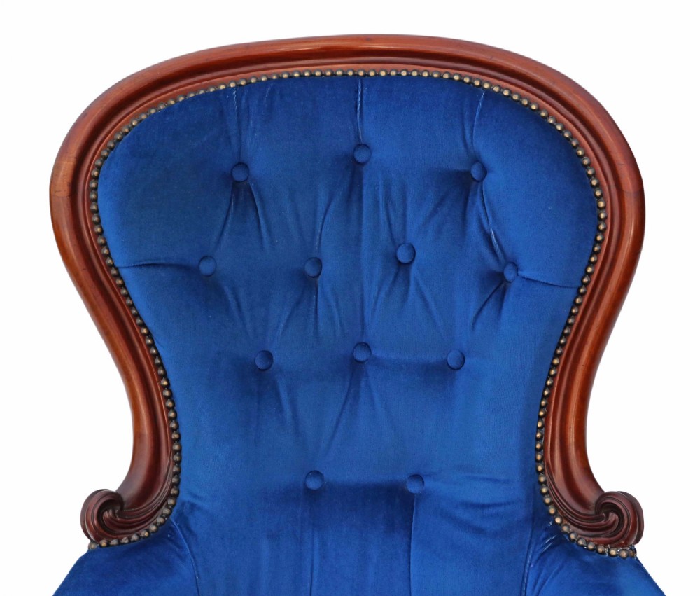 Victorian mahogany spoon back armchair slipper View VI