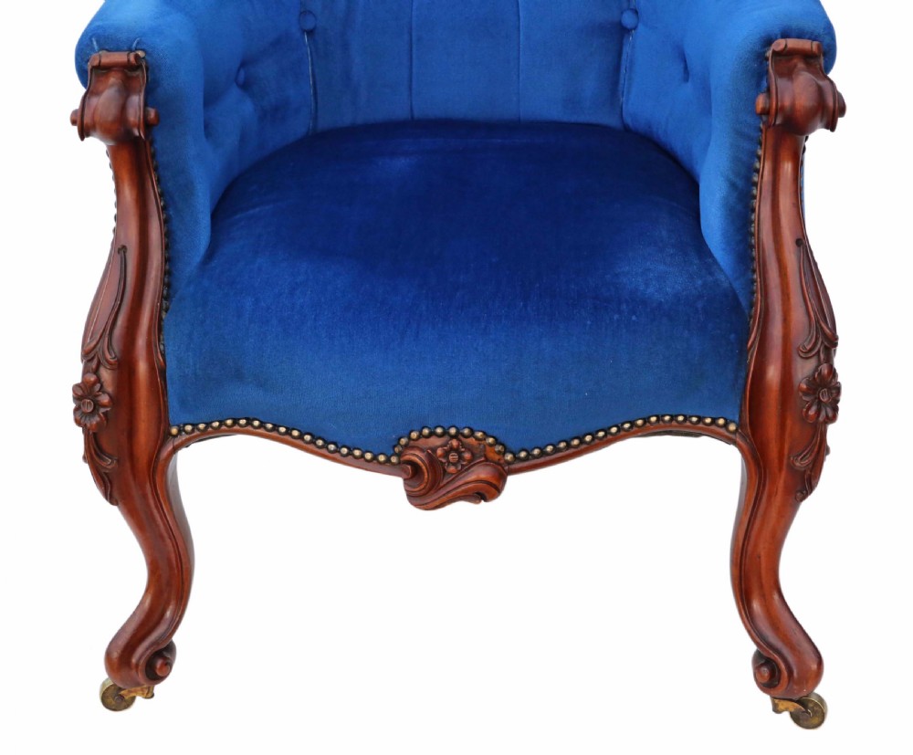 Victorian mahogany spoon back armchair slipper View VII