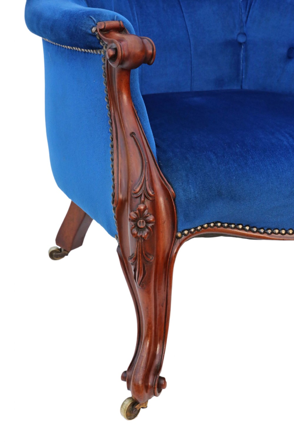 Victorian mahogany spoon back armchair slipper View VIII
