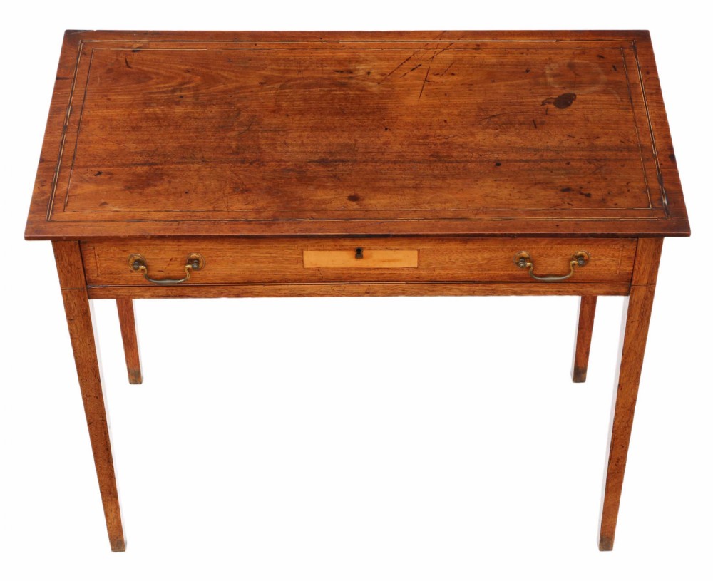 George III inlaid mahogany writing desk View II