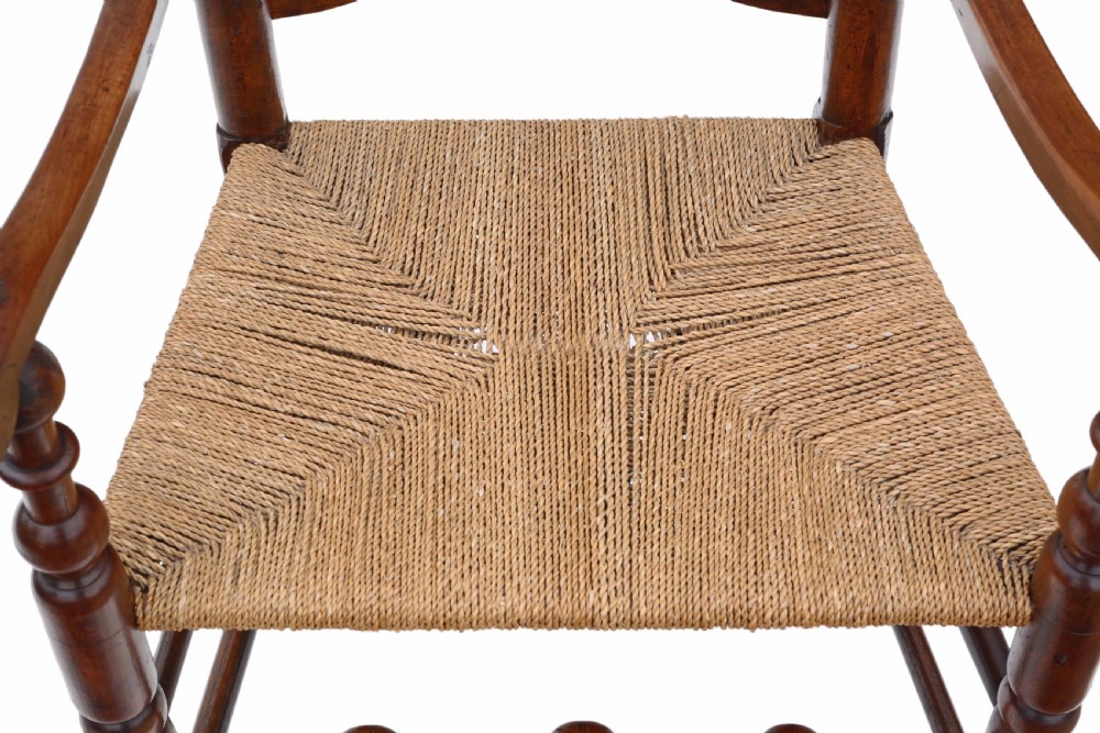 Georgian fruitwood high back elbow desk chair View VI