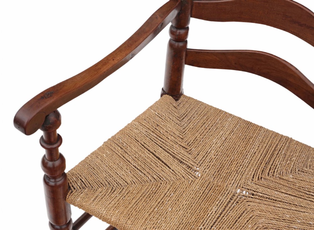 Georgian fruitwood high back elbow desk chair View IX